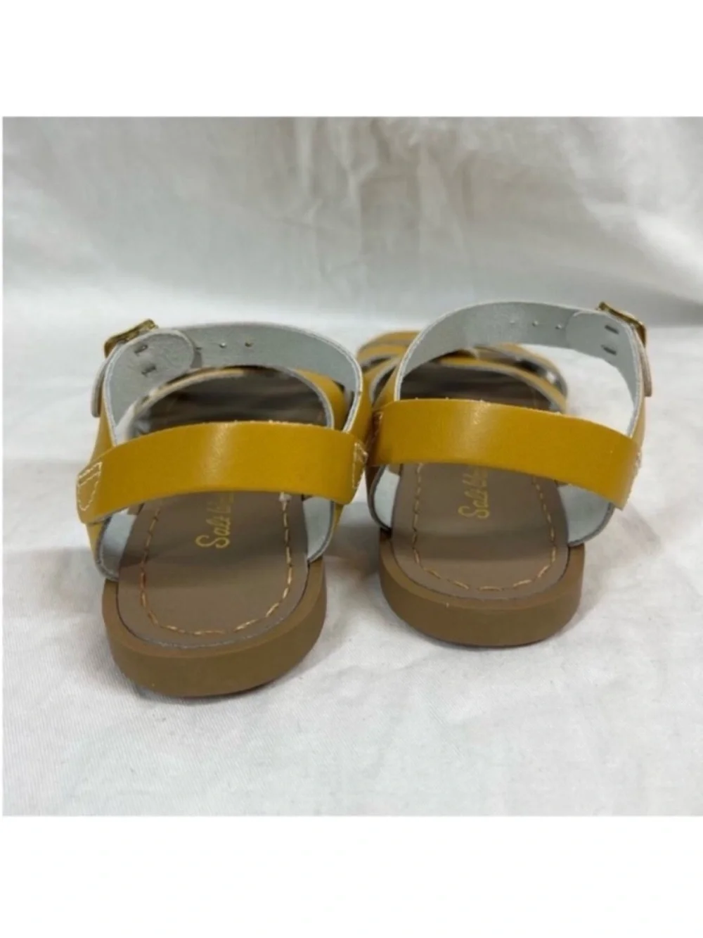 Salt water 100% leather kids strappy mustard yellow sandals NWOB